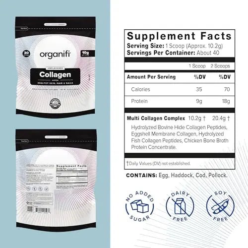 Organifi Collagen Powder - Fuller Hair, Stronger Nails, and Radiant Skin - Replenish - TrustMedUSA