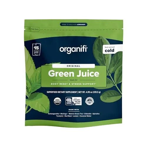 Organifi: GO Packs - Green Juice - Organic Superfood Supplement Powder - 15 Servings - TrustMedUSA