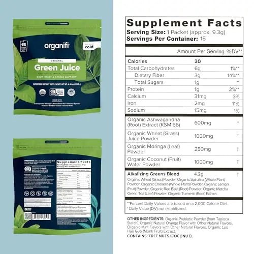 Organifi: GO Packs - Green Juice - Organic Superfood Supplement Powder - 15 Servings - TrustMedUSA
