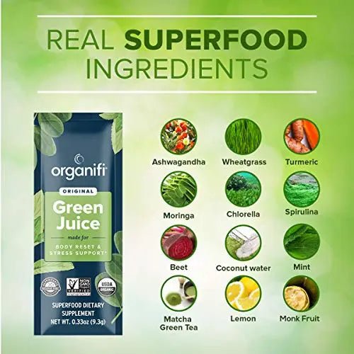 Organifi: GO Packs - Green Juice - Organic Superfood Supplement Powder - 30 Count - TrustMedUSA