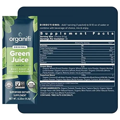 Organifi: GO Packs - Green Juice - Organic Superfood Supplement Powder - 30 Count - TrustMedUSA