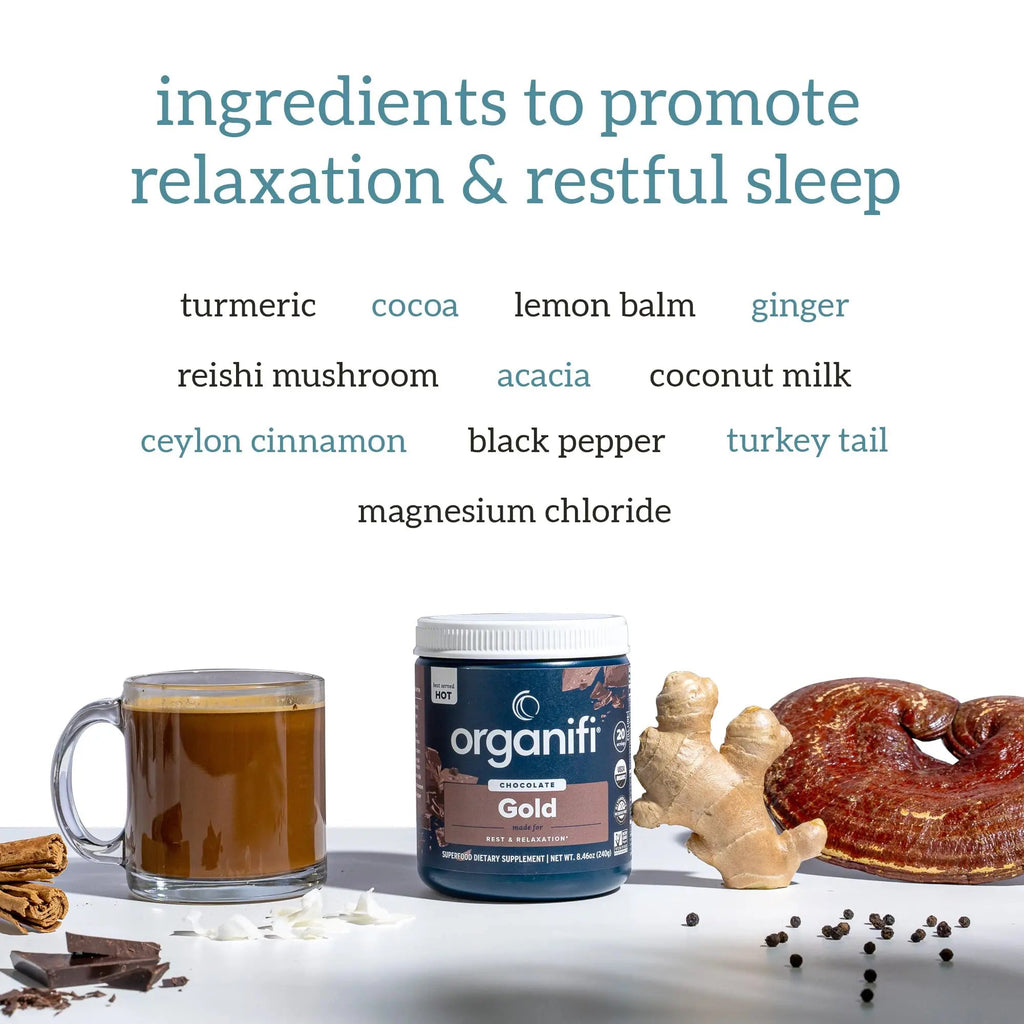 Organifi - Gold Chocolate - Superfood Supplement Powder - 20 Day Supply - Supports Rest - TrustMedUSA