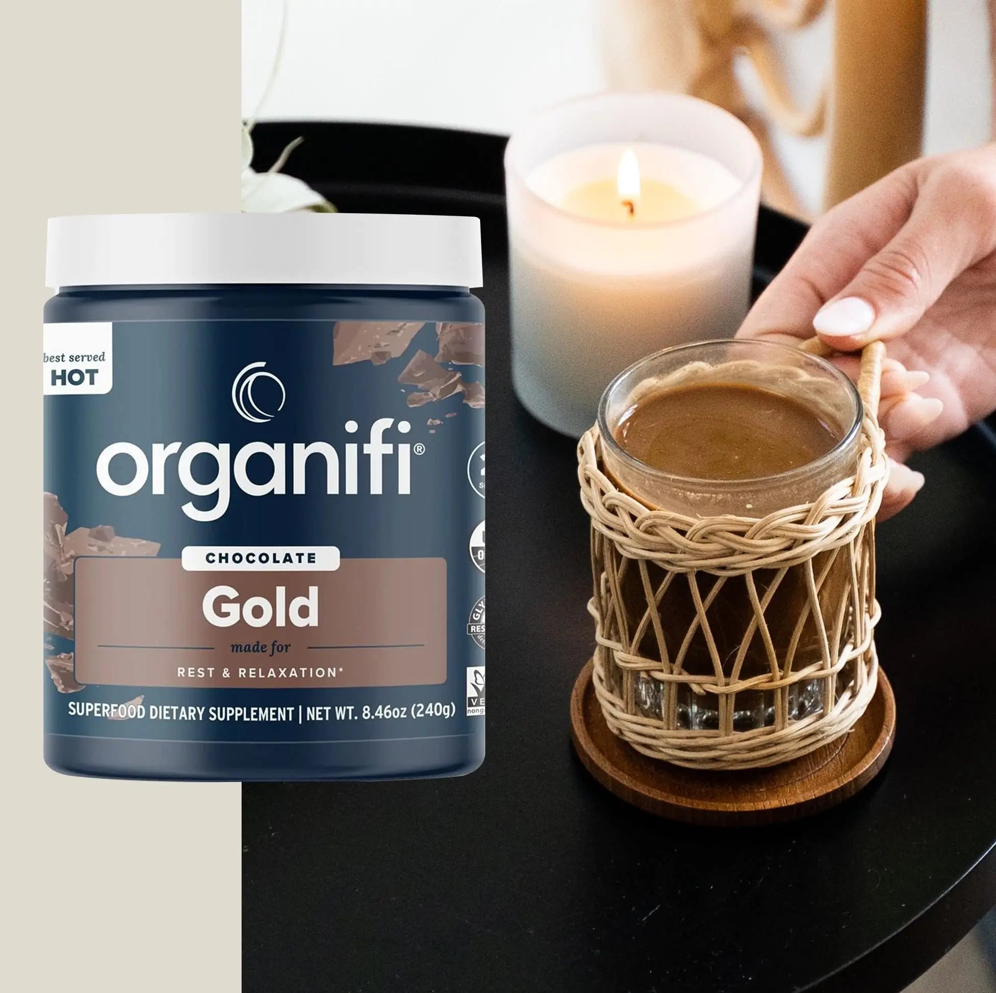 Organifi - Gold Chocolate - Superfood Supplement Powder - 20 Day Supply - Supports Rest - TrustMedUSA