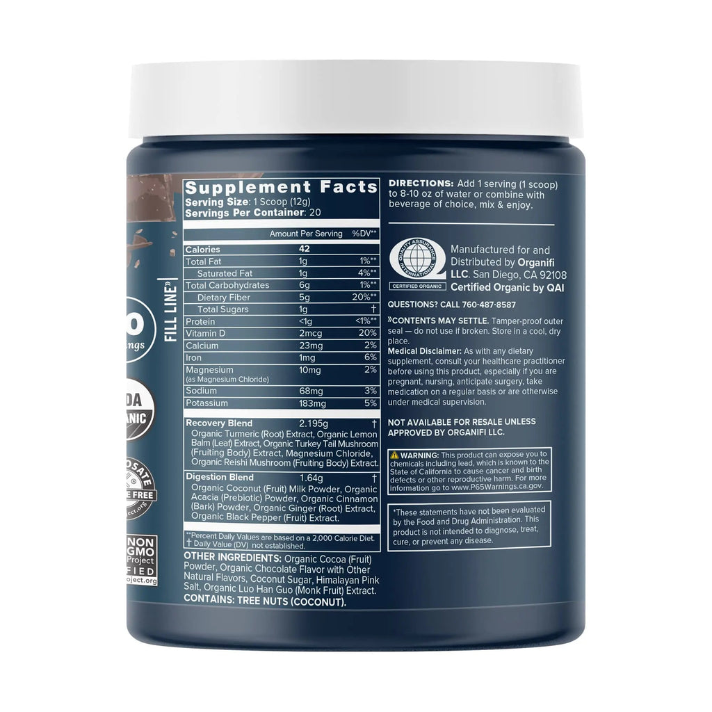 Organifi - Gold Chocolate - Superfood Supplement Powder - 20 Day Supply - Supports Rest - TrustMedUSA