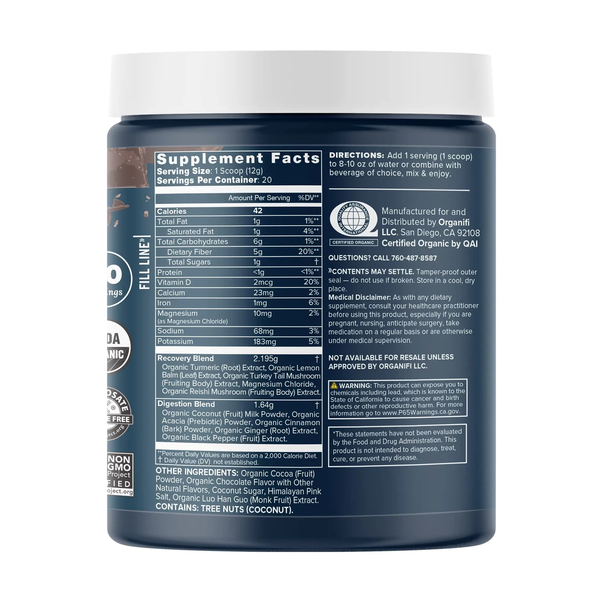 Organifi - Gold Chocolate - Superfood Supplement Powder - 20 Day Supply - Supports Rest - TrustMedUSA