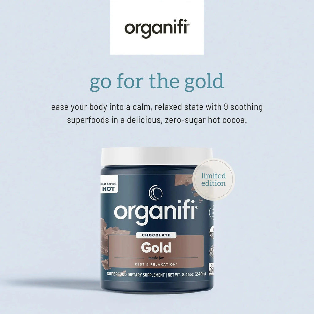 Organifi - Gold Chocolate - Superfood Supplement Powder - 20 Day Supply - Supports Rest - TrustMedUSA