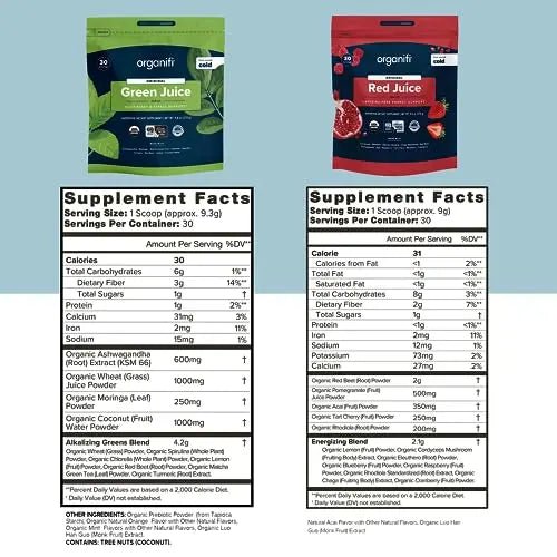 Organifi Green Juice and Red Juice Bundle - 30 Day Supply - Delicious, Refreshing Organic - TrustMedUSA