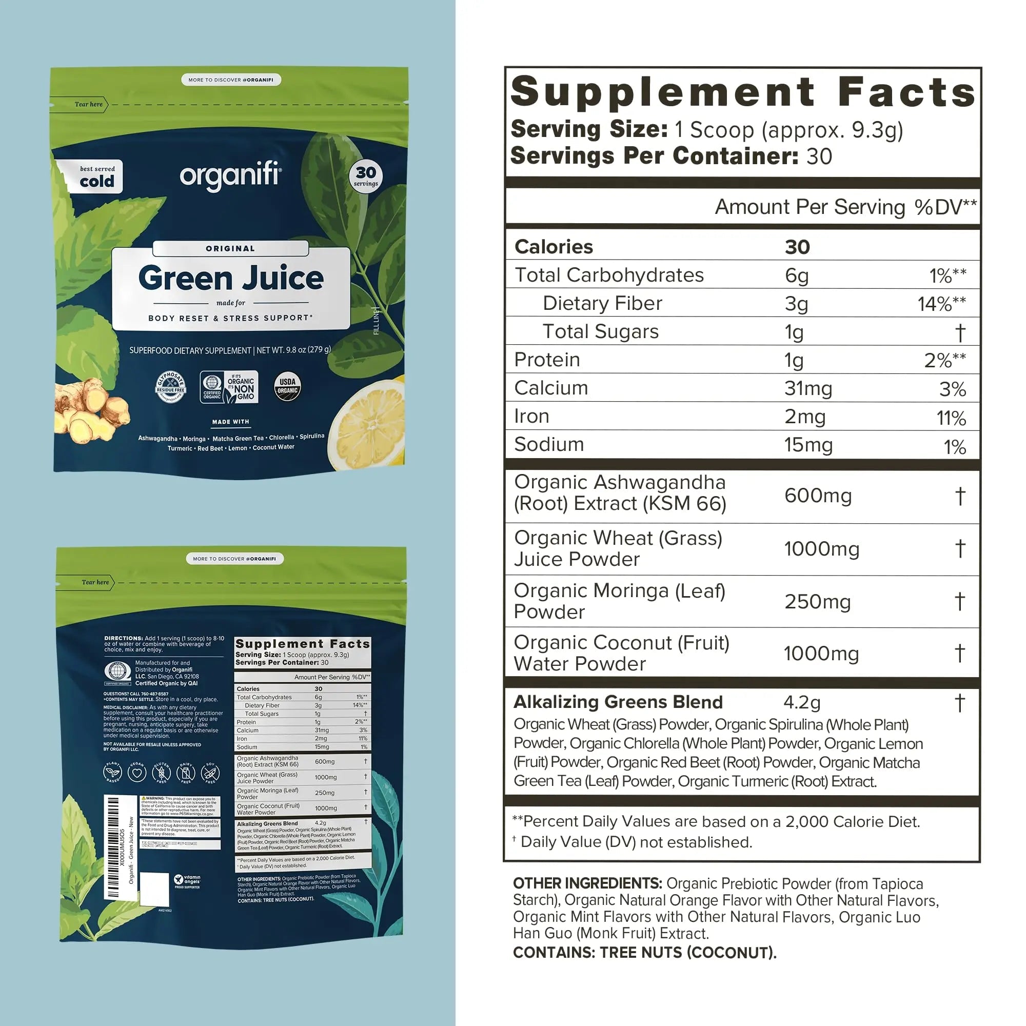 Organifi Green Juice - Powder Supplement with Organic Spirulina, Ashwagandha - TrustMedUSA