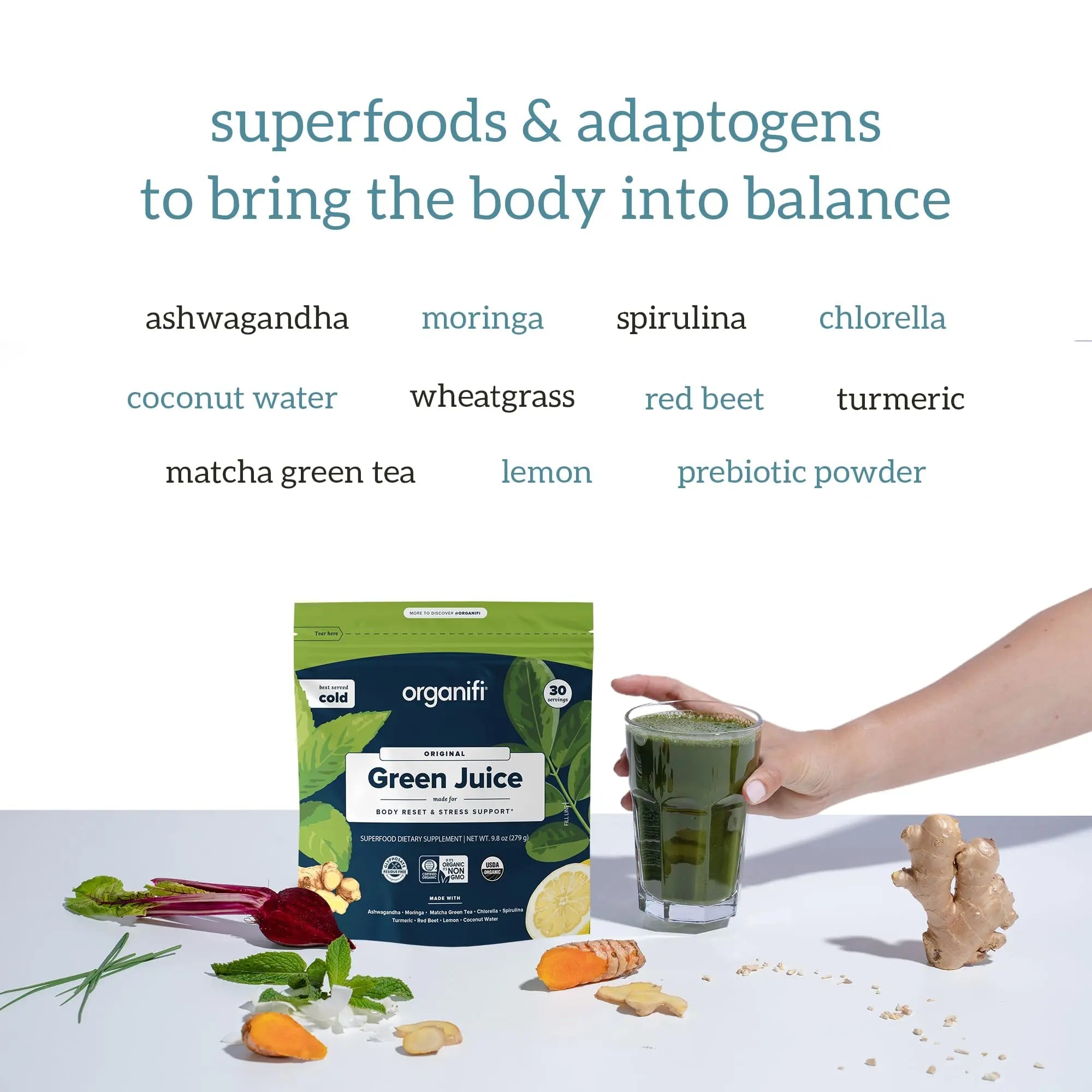 Organifi Green Juice - Powder Supplement with Organic Spirulina, Ashwagandha - TrustMedUSA