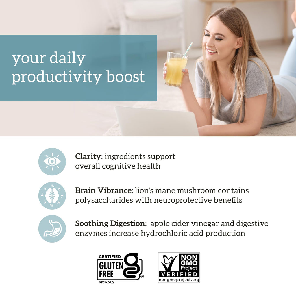 Organifi Pure - Promotes Stimulation in Learning, Memory, Focus, and Clarity - Brain Support with Superfoods - Gluten-Free and Non GMO - Best Served Cold, 30 Servings - TrustMedUSA