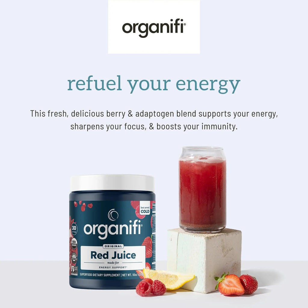Organifi Red Juice - Vegan Energy Powder - Berry-Flavored Adaptogen Drink - TrustMedUSA