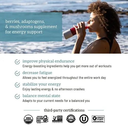 Organifi Red Juice - Vegan Energy Powder - Berry-Flavored Adaptogen Drink - Caffeine - TrustMedUSA