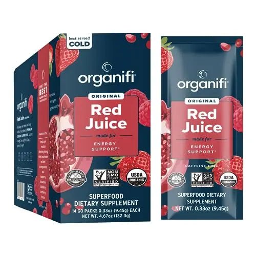 Organifi Red Juice - Vegan Energy Powder - Berry-Flavored Adaptogen Drink - Caffeine - TrustMedUSA
