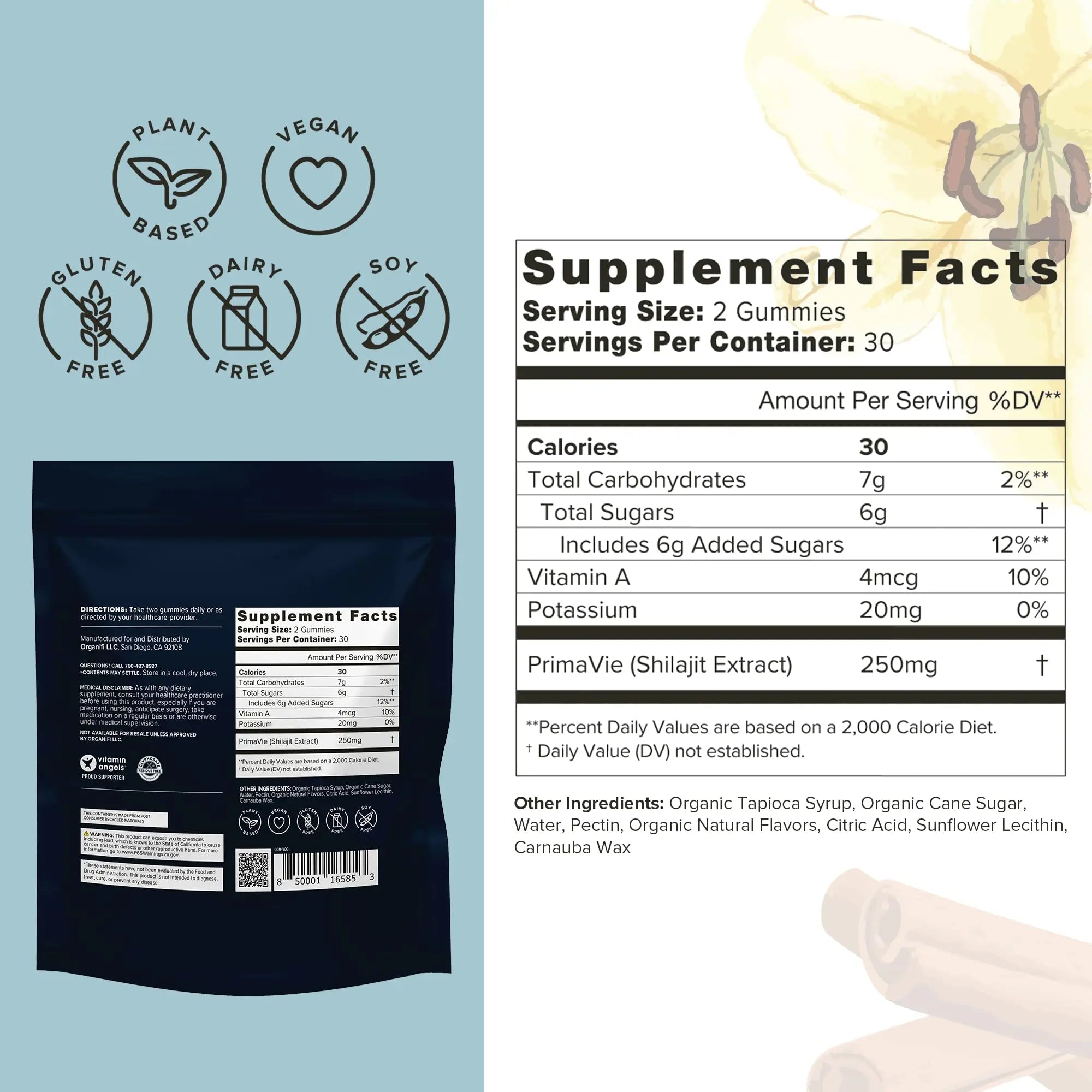 Organifi - Shilajit Gummies - Supports Natural Energy and Strength - Vanilla Cinnamon - TrustMedUSA