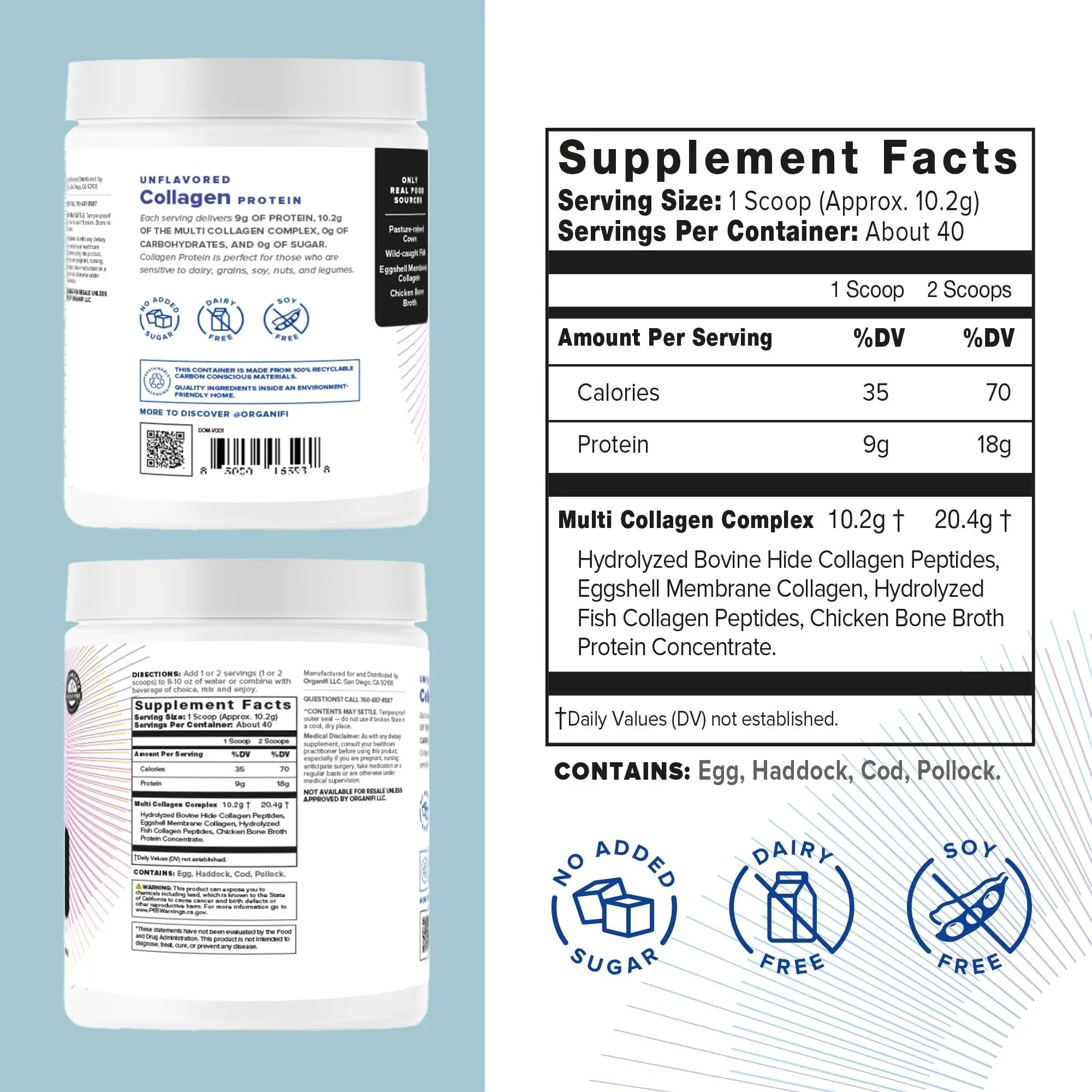 Organifi Unflavored Collagen Powder - Supports Stronger Skin, Nail, and Hair, 40 Servings - TrustMedUSA