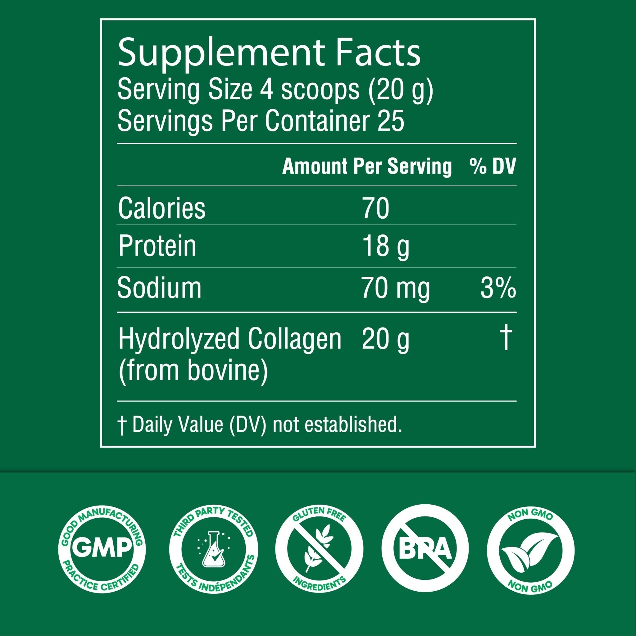 Organika Collagen Powder - for Healthy Hair, Skin, Nails, and Joints. Hydrolyzed Protein Peptides for Better Absorption- Grass-Fed, Non-GMO- Unflavoured- 2.2lbs - Maple Wellness Supplements