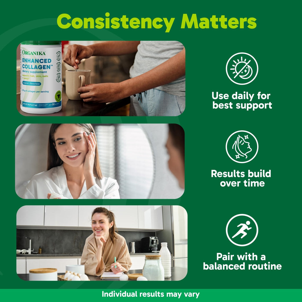 Organika Collagen Powder - for Healthy Hair, Skin, Nails, and Joints. Hydrolyzed Protein Peptides for Better Absorption- Grass-Fed, Non-GMO- Unflavoured- 2.2lbs - Maple Wellness Supplements