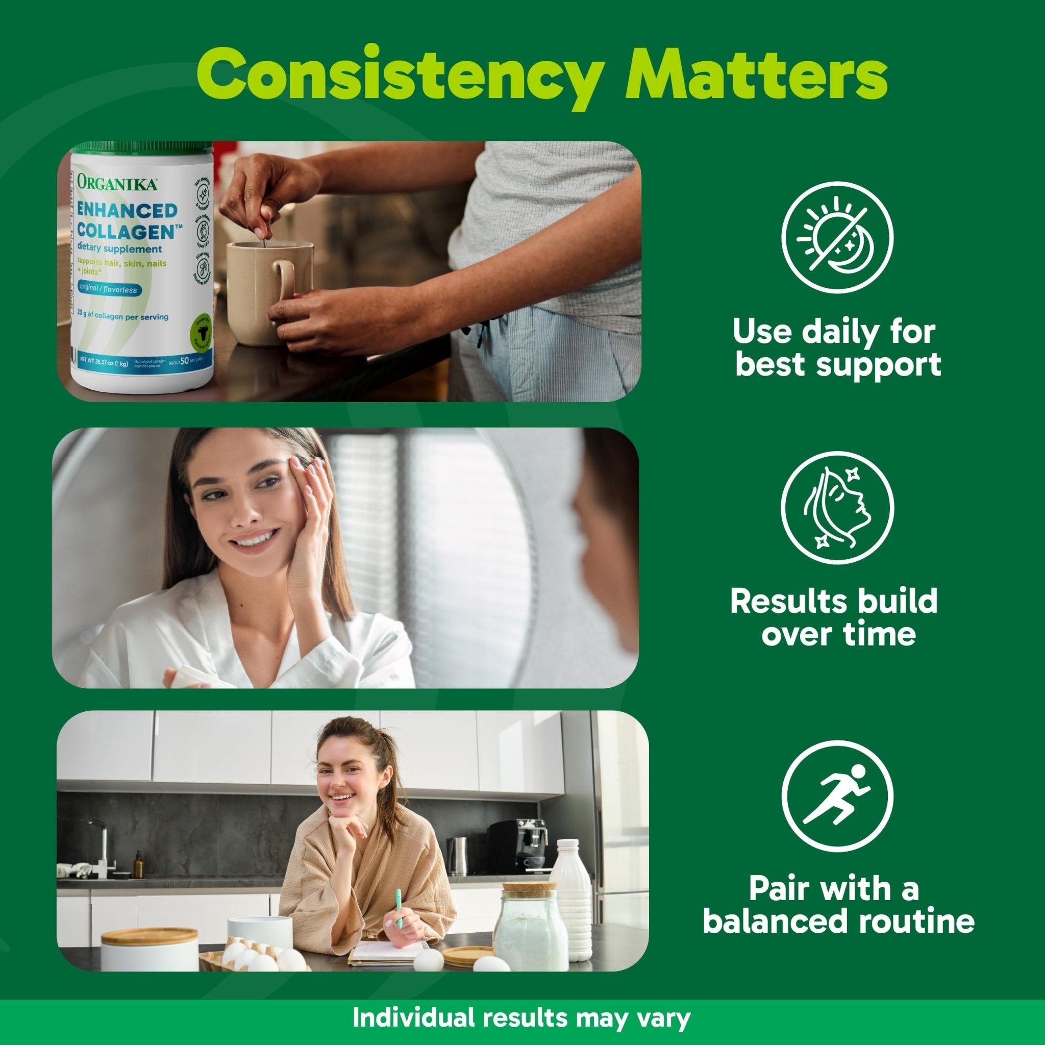 Organika Collagen Powder - for Healthy Hair, Skin, Nails, and Joints. Hydrolyzed Protein Peptides for Better Absorption- Grass-Fed, Non-GMO- Unflavoured- 2.2lbs - Maple Wellness Supplements