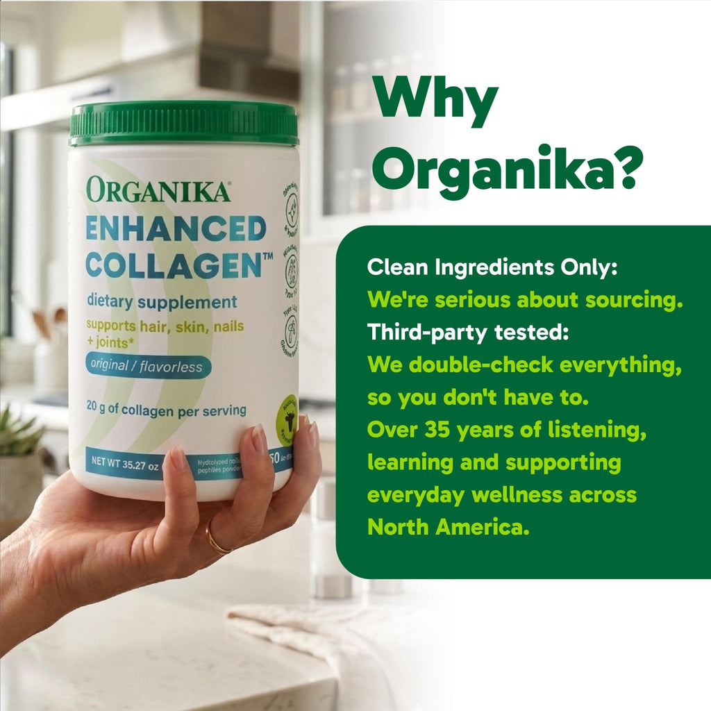 Organika Collagen Powder - for Healthy Hair, Skin, Nails, and Joints. Hydrolyzed Protein Peptides for Better Absorption- Grass-Fed, Non-GMO- Unflavoured- 2.2lbs - Maple Wellness Supplements