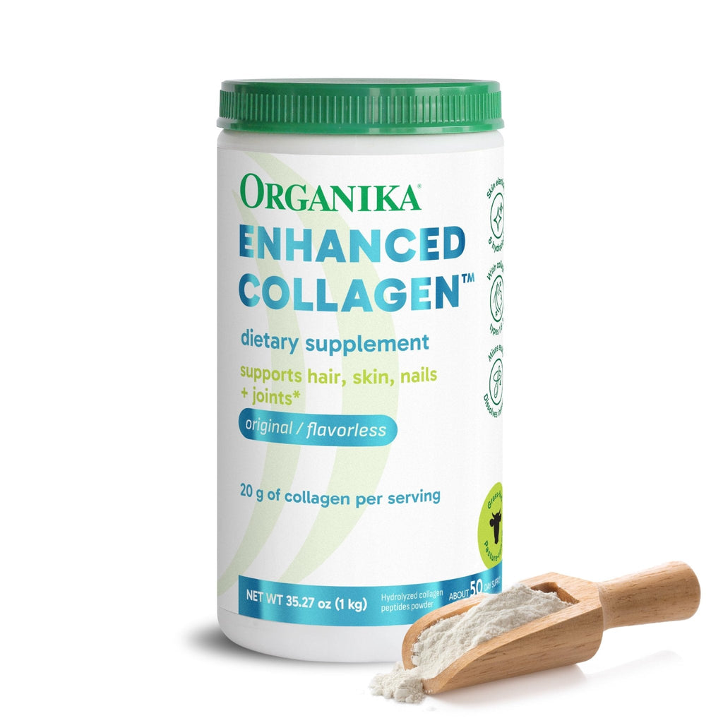 Organika Collagen Powder - for Healthy Hair, Skin, Nails, and Joints. Hydrolyzed Protein Peptides for Better Absorption- Grass-Fed, Non-GMO- Unflavoured- 2.2lbs - Maple Wellness Supplements