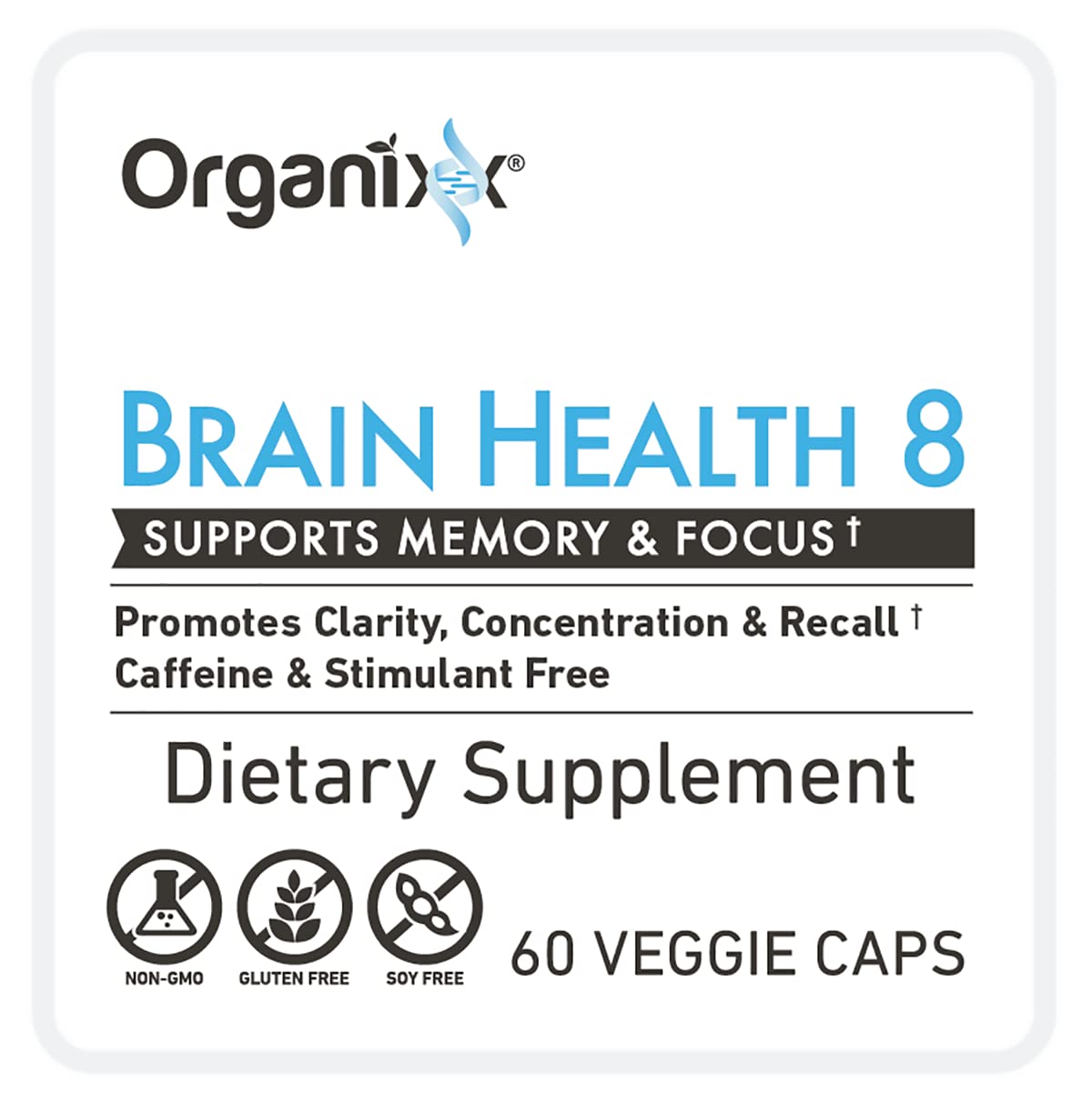 Organixx Ageless Brain Powerful Brain Health Supplement to Support Brain Function, Clarity, Focus, Re-Energize Brain Cells, Helps Promote a Balanced Mood, Gluten Free, Non GMO, 60 Vegetarian Capsules - TrustMedUSA