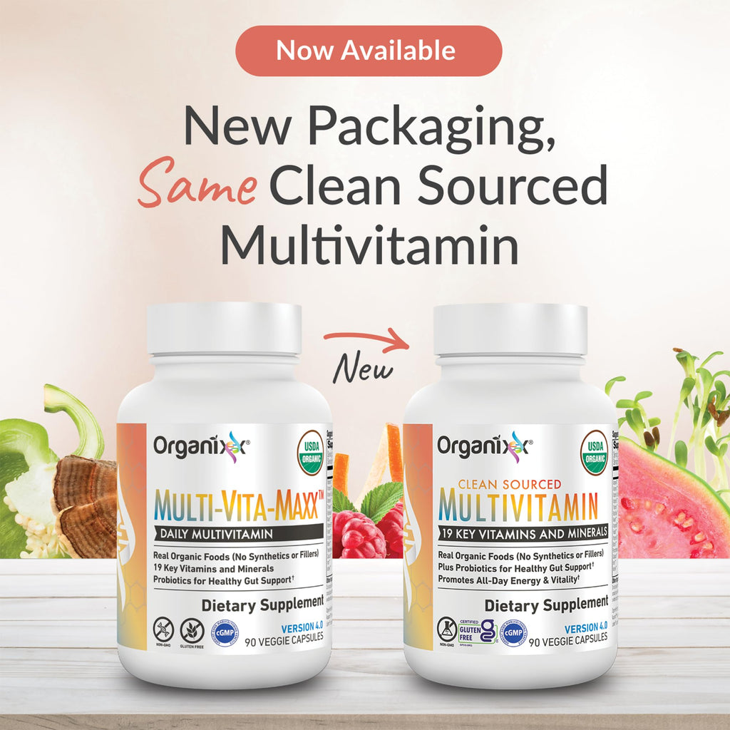 Organixx Clean Sourced Multivitamin for Women & Men, w/Vitamin C, D3, Vitamin B Complex, Probiotics, Organic Fruits & Vegetables, Supports Digestive Gut Health, Immune Support, 90 Vegan Gel Capsules - TrustMedUSA