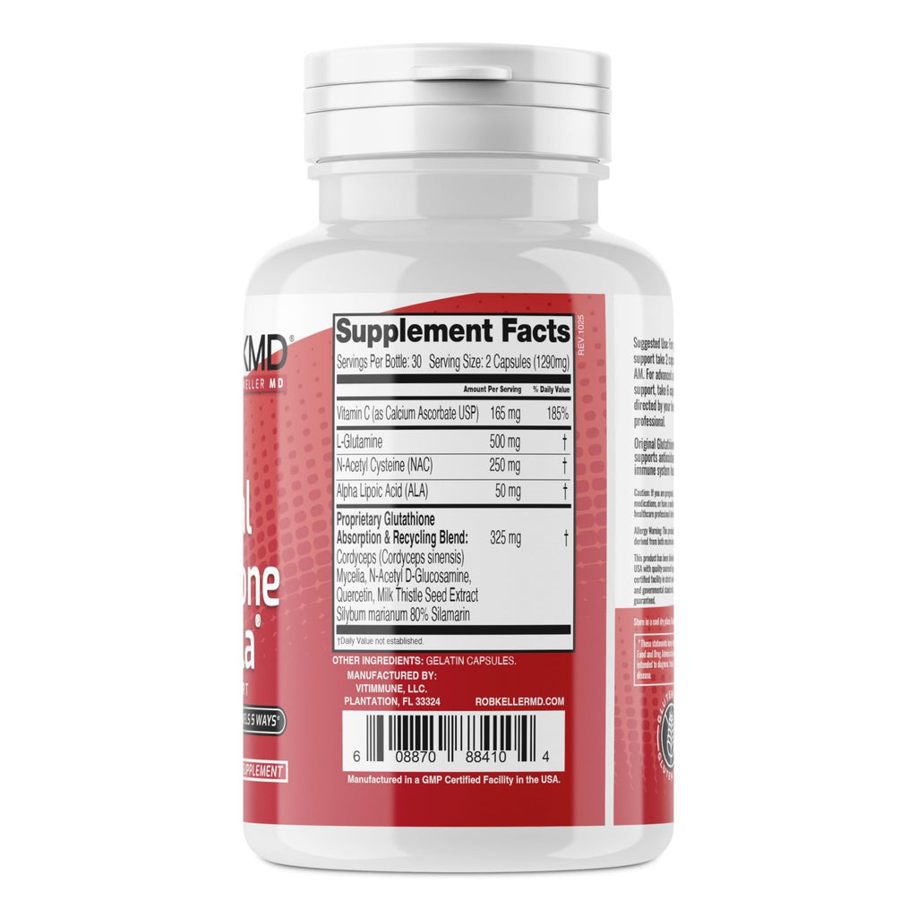 Original Glutathione Formula Essential Support, RobKellerMD, Advanced Antioxidant Formula, Helps Body Produce Glutathione Naturally for Detox, Immune Health, Mental Clarity, & Daily Wellness, 60 caps - TrustMedUSA