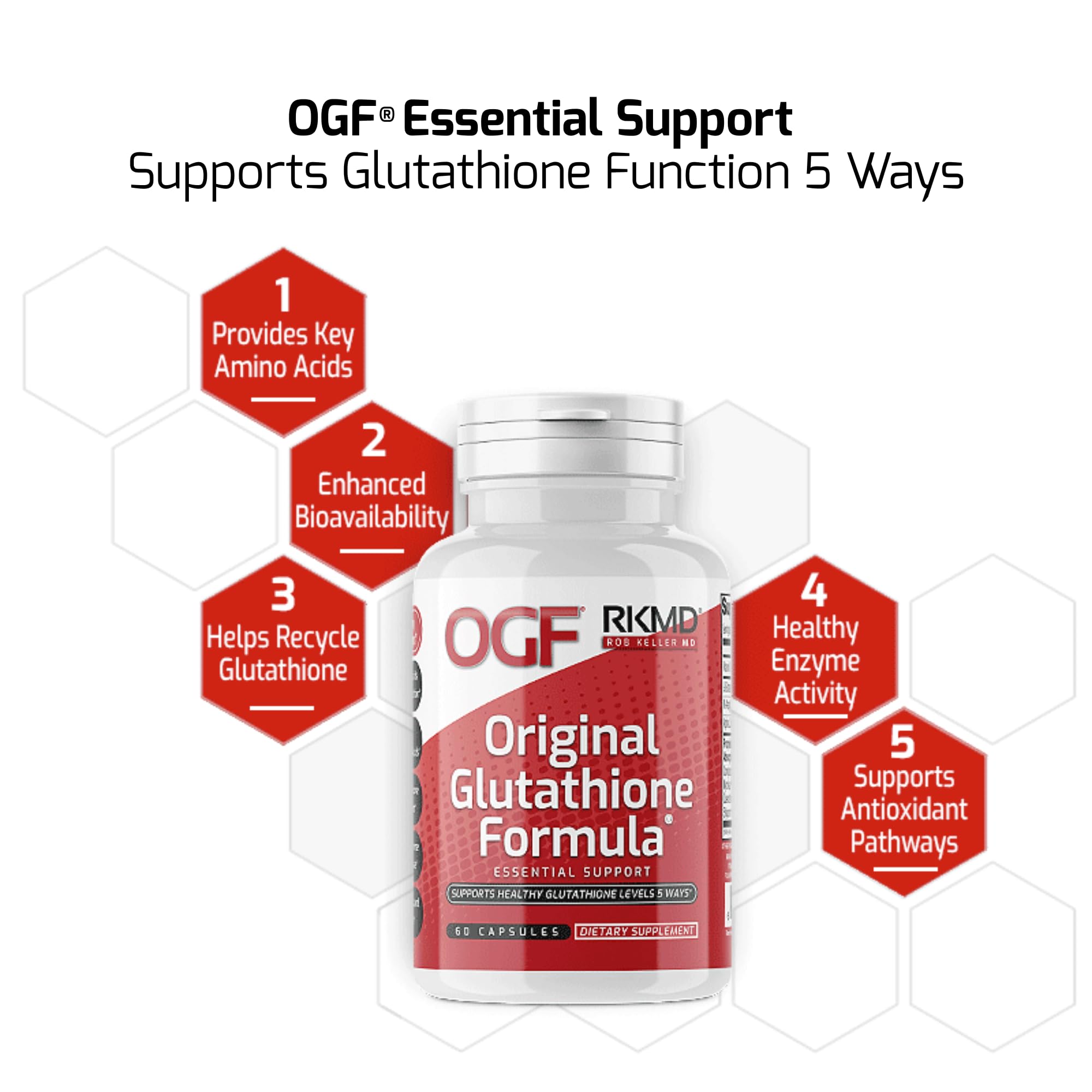 Original Glutathione Formula Essential Support, RobKellerMD, Advanced Antioxidant Formula, Helps Body Produce Glutathione Naturally for Detox, Immune Health, Mental Clarity, & Daily Wellness, 60 caps - TrustMedUSA
