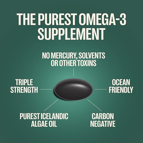 Orlo DHA Supplement 1000mg - 3X Absorption Natural Icelandic Nordic Omega 3 DHA & EPA for Brain & Eye Support – Vegan Fish Oil Alternative, No Fishy Aftertaste, 60 Easy-to-Swallow Mini Softgels - TrustMedUSA