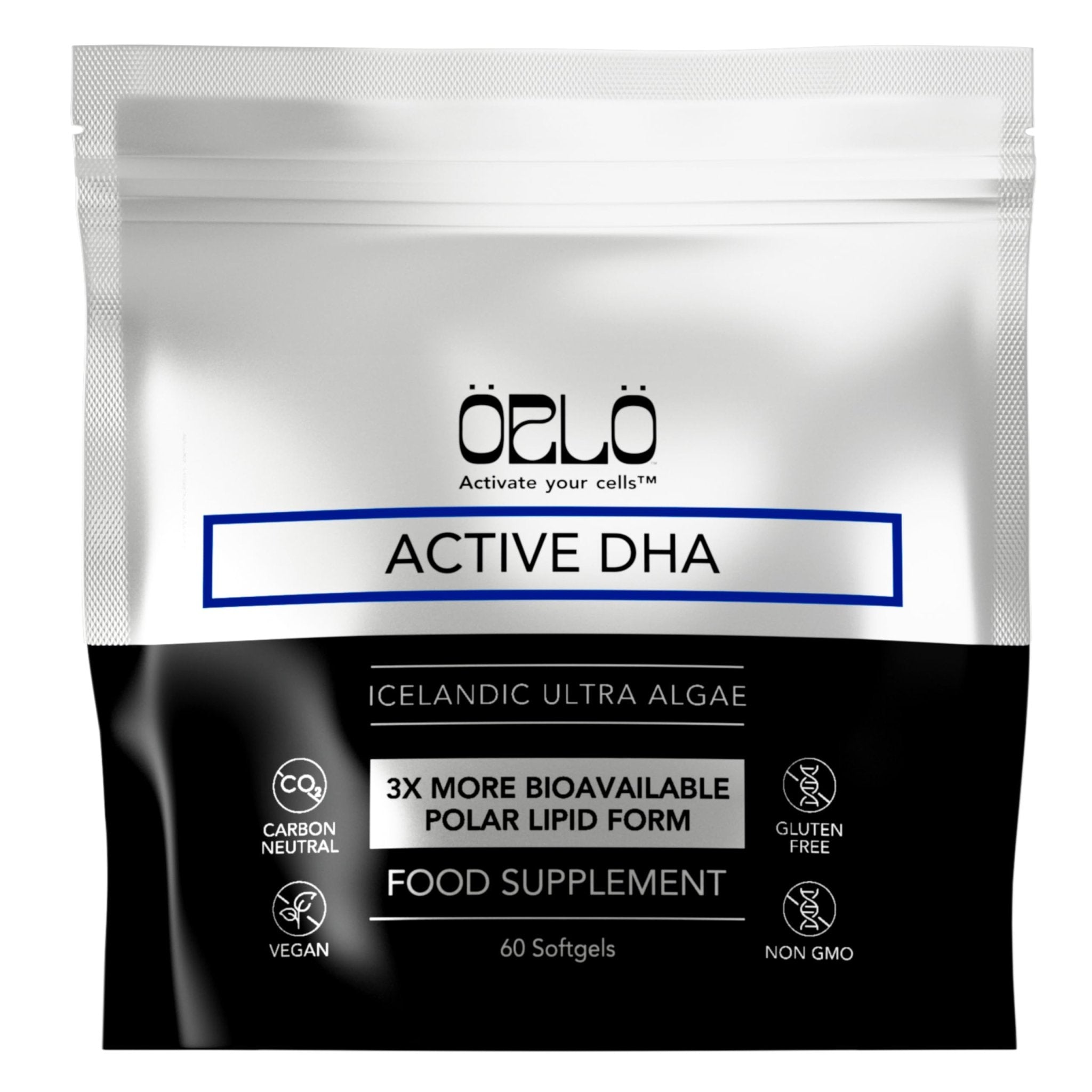 Orlo DHA Supplement 1000mg - 3X Absorption Natural Icelandic Nordic Omega 3 DHA & EPA for Brain & Eye Support – Vegan Fish Oil Alternative, No Fishy Aftertaste, 60 Easy-to-Swallow Mini Softgels - TrustMedUSA