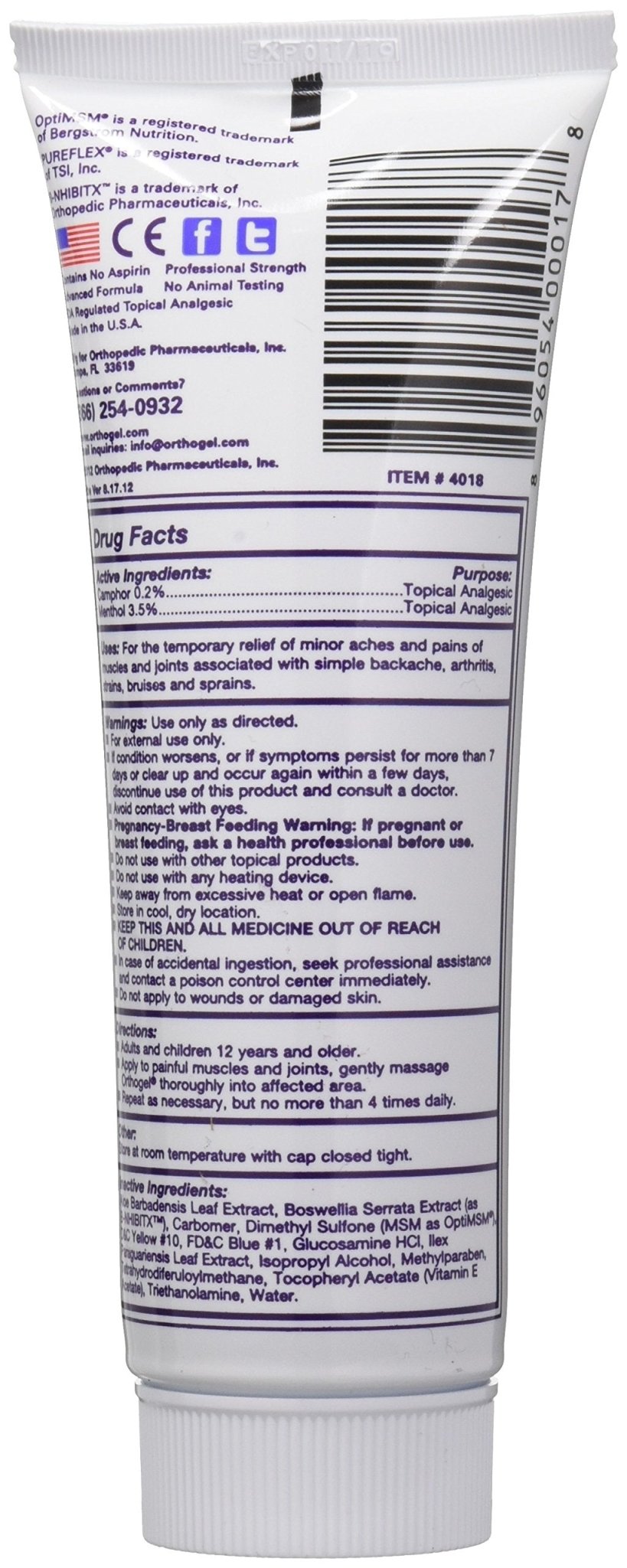 Orthogel Advanced Pain Relief Gel Tube, 4 oz. - TrustMedUSA