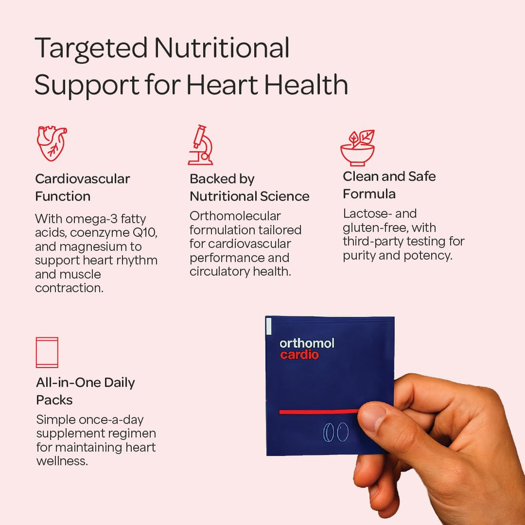 Orthomol Cardio, Heart Health Supplements for Circulation & Vascular Support, Omega-3, Magnesium, Cocoa Polyphenols & B Vitamins, Supports Cardiovascular Health, 30-Day Supply, Powder+Tablets+Capsules - TrustMedUSA