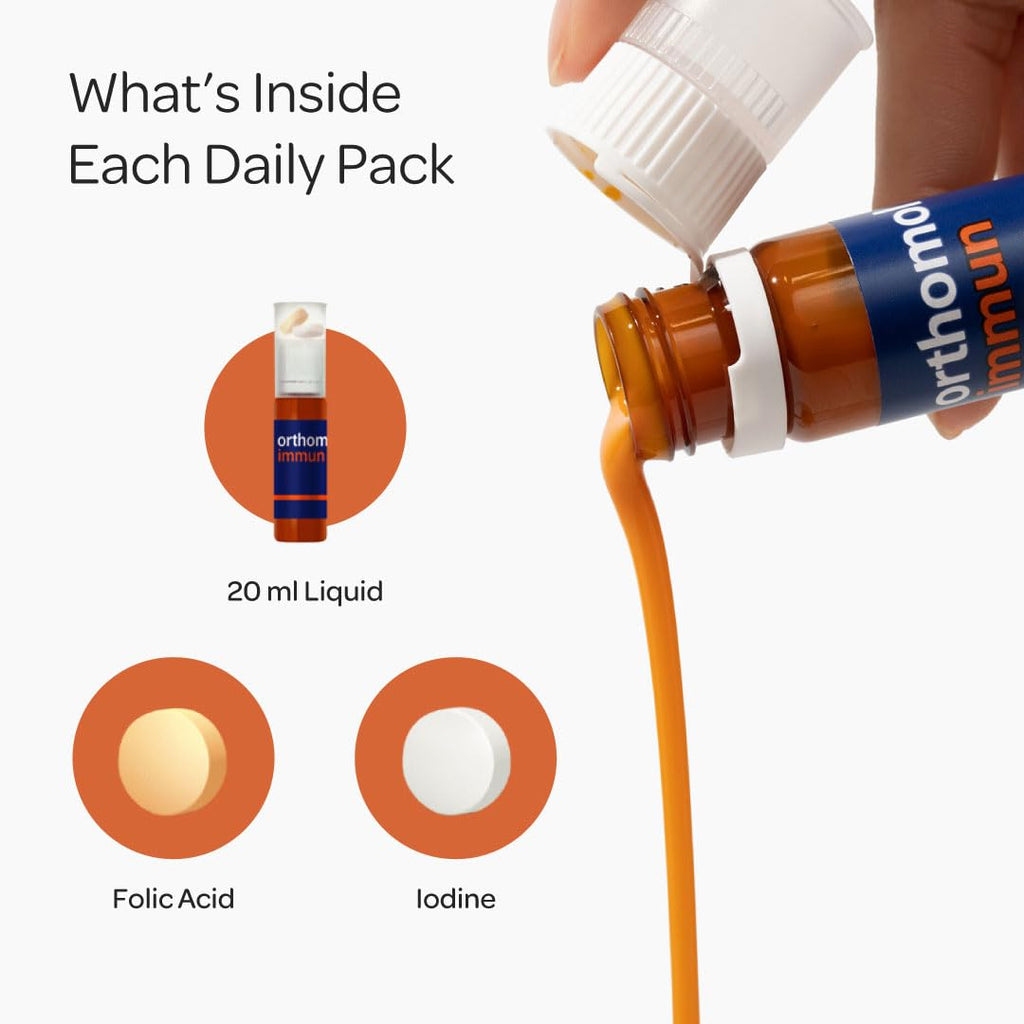Orthomol Immun, Immune Support Vials for Adults with Vitamin C, Zinc, Selenium, Iodine, Vitamin D, E, A ,B, Calcium, 25+ Immune Boost Nutrients, 1 Serving Per Day for Daily Health (30 Day Supply) - TrustMedUSA