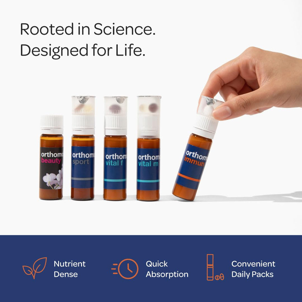 Orthomol Immun, Immune Support Vials for Adults with Vitamin C, Zinc, Selenium, Iodine, Vitamin D, E, A ,B, Calcium, 25+ Immune Boost Nutrients, 1 Serving Per Day for Daily Health (30 Day Supply) - TrustMedUSA