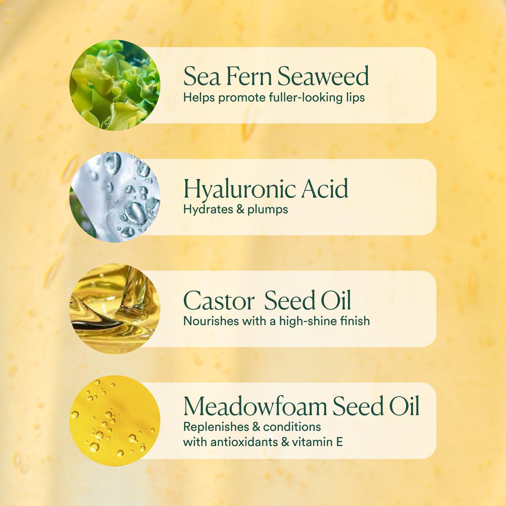 OSEA Hyaluronic Lip Oil Booster – Clean Beauty Lip Oil for Plump, Glossy, Hydrated Lips – Nourishing Seaweed & Meadowfoam Oil – Vegan, Non-Sticky, High-Shine Finish - TrustMedUSA