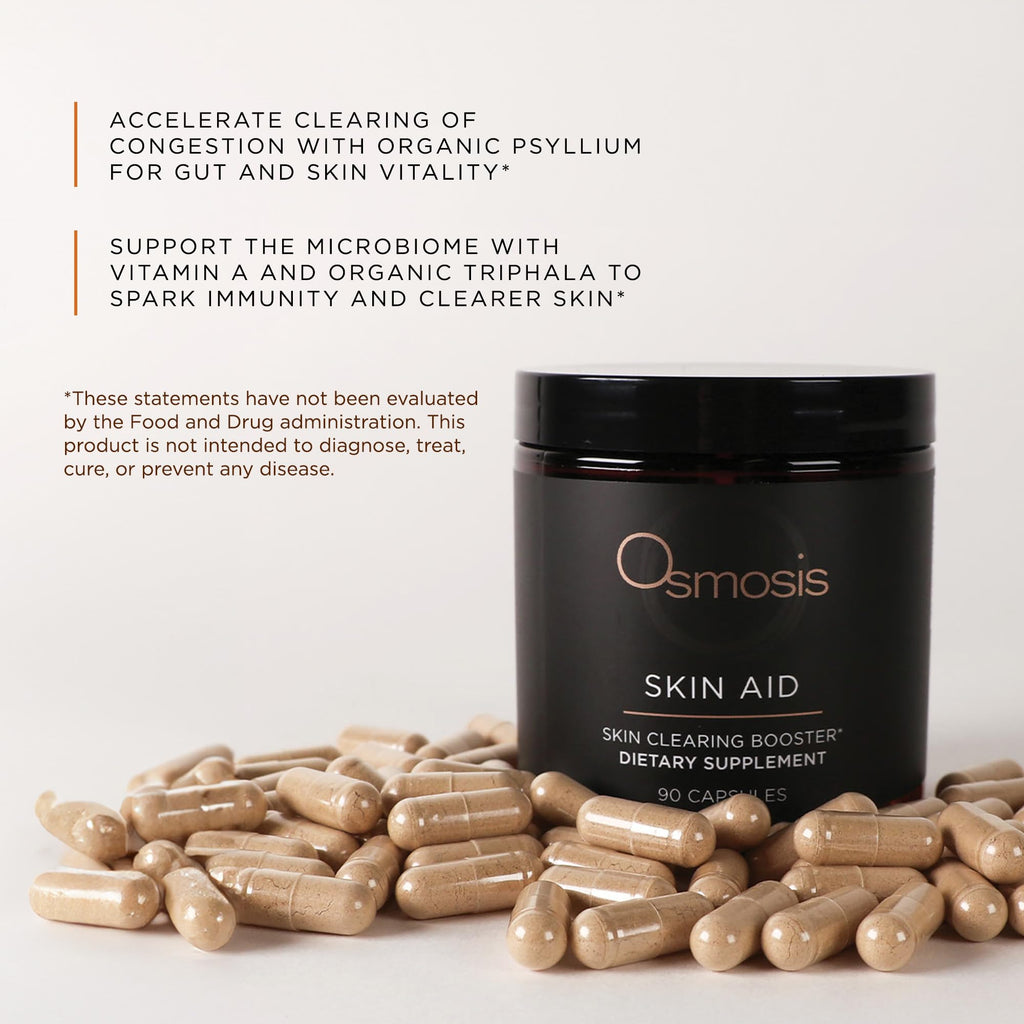 OSMOSIS Skin Aid Daily Supplement, Microbiome and Immunity Support, Vitamin A, for Acne and Blemish Prone Skin, 90 Count - TrustMedUSA