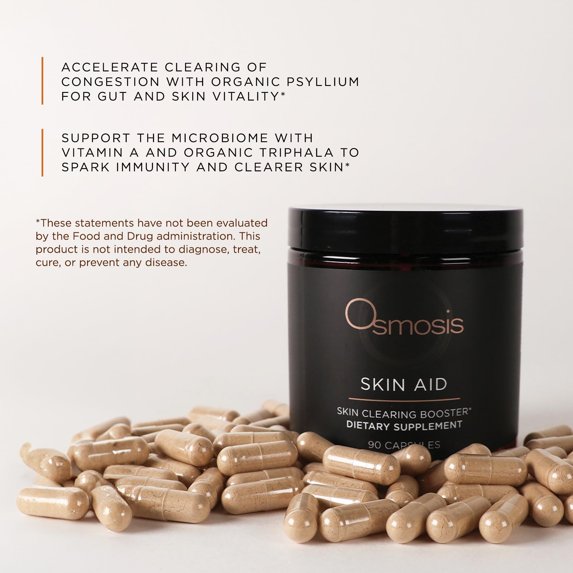OSMOSIS Skin Aid Daily Supplement, Microbiome and Immunity Support, Vitamin A, for Acne and Blemish Prone Skin, 90 Count - TrustMedUSA