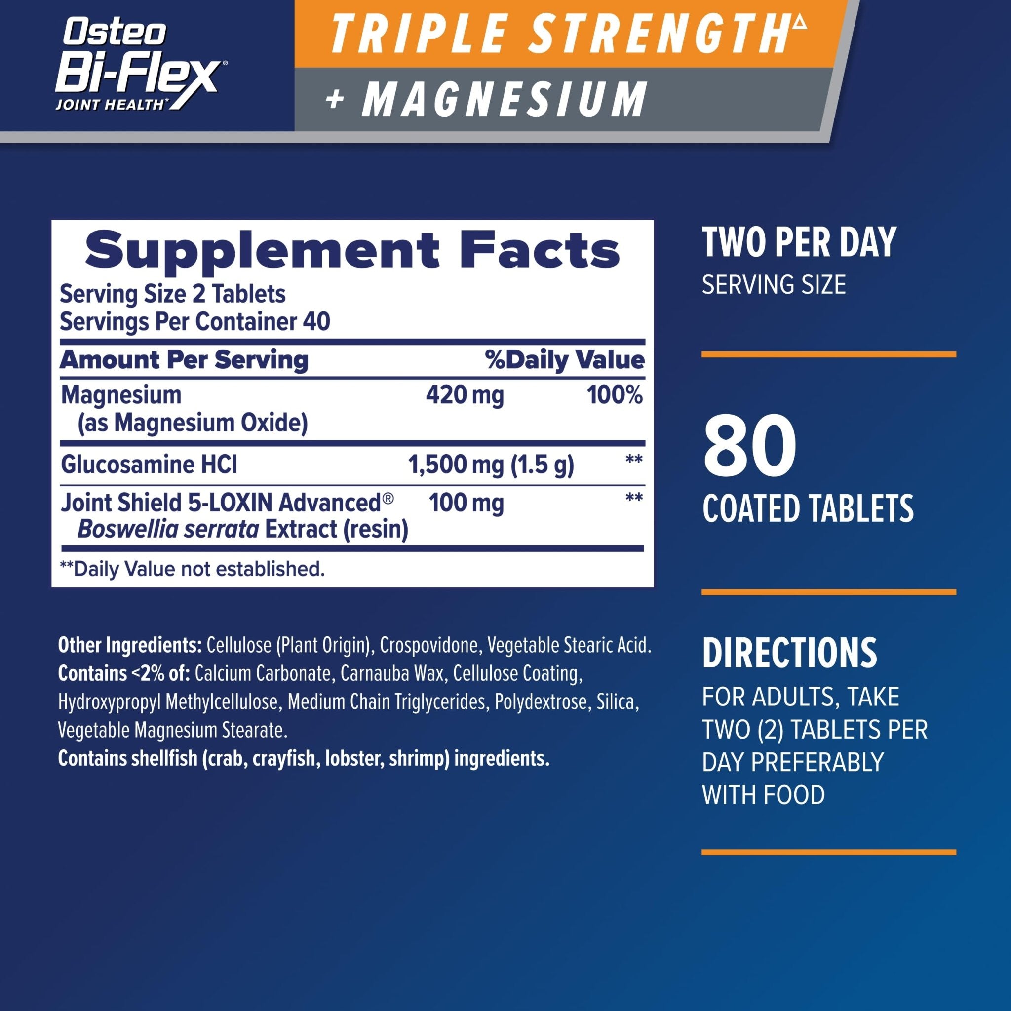 Osteo Bi-Flex Triple Strength Glucosamine Supplement with Magnesium, Improve Joint Function, Helps Leg Cramps and Muscle Function, 80 Coated Tablets - TrustMedUSA