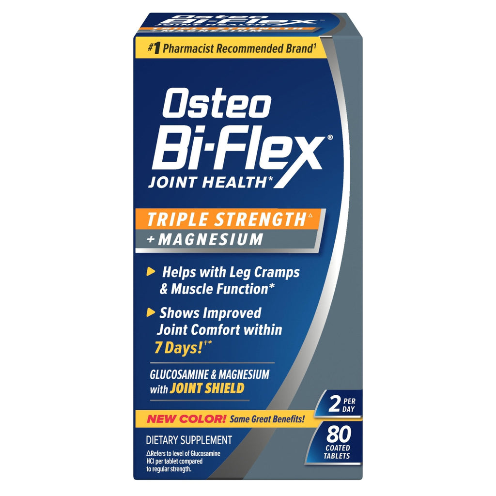 Osteo Bi-Flex Triple Strength Glucosamine Supplement with Magnesium, Improve Joint Function, Helps Leg Cramps and Muscle Function, 80 Coated Tablets - TrustMedUSA