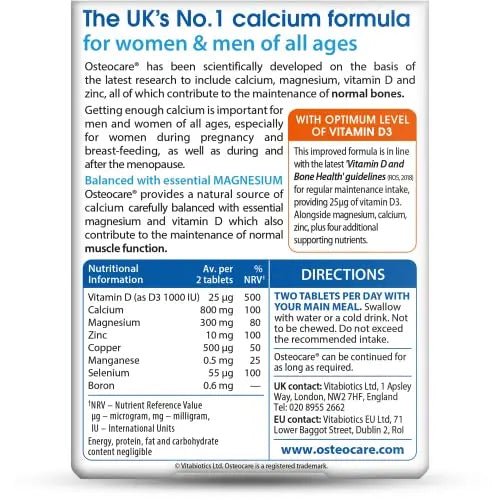 Osteocare Original by Vitabiotics. Bone Health formula with Calcium, Magnesium, Vitamin D - TrustMedUSA