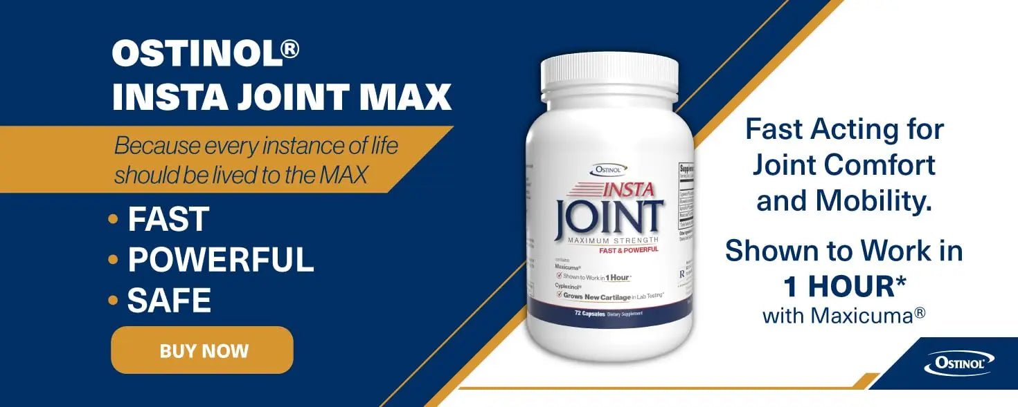 Ostinol Insta Joint Maximum Strength – Advanced Joint Support Capsules with Cyplexinol®, Maxicuma®, ApresFlex® & Boswellia – Supports Cartilage, Flexibility & Mobility – 72 Capsules - TrustMedUSA