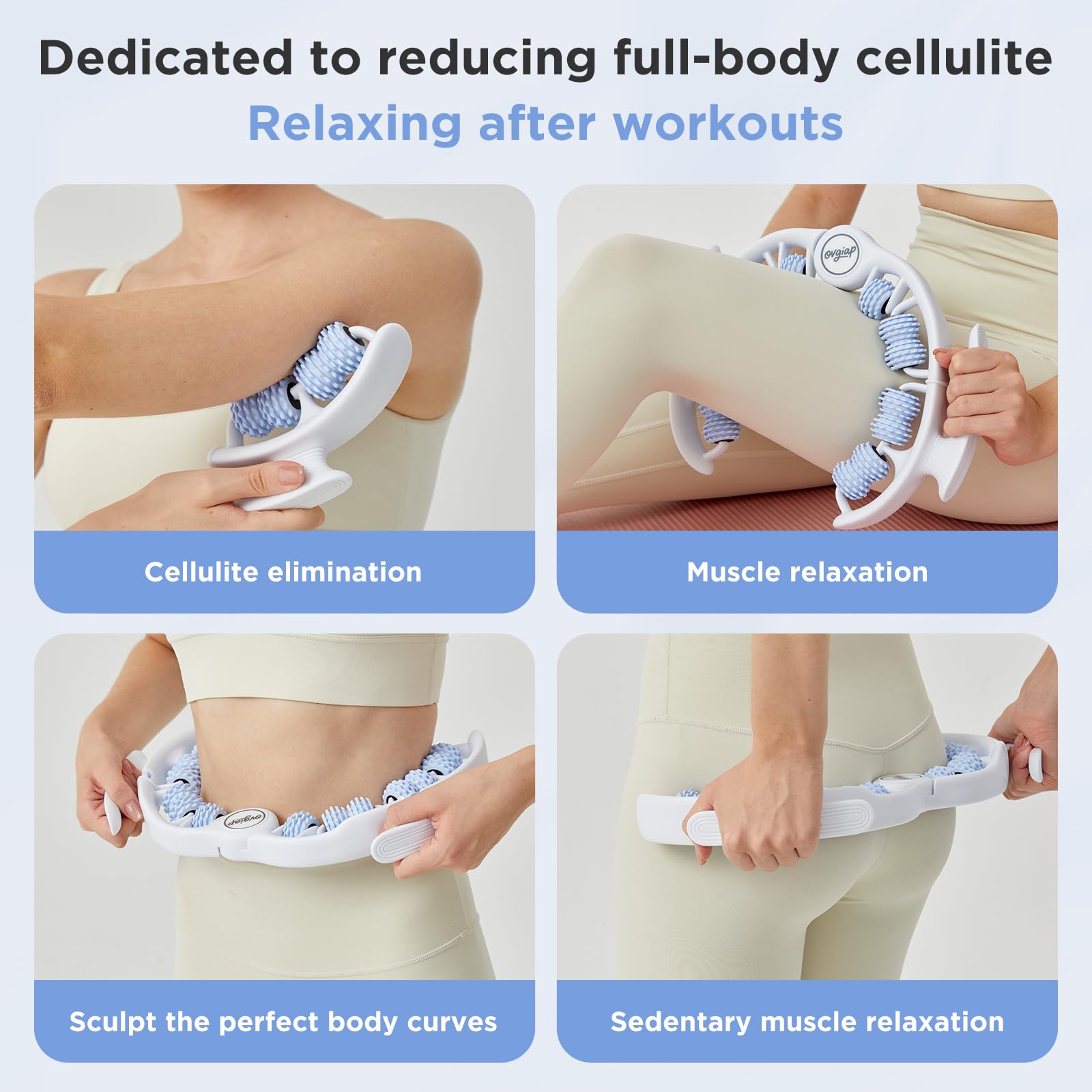 OVGIAP Cellulite Manual Massager for Legs & Thighs - Lymphatic Drainage Tool, Handheld Fascia Blaster for Deep Tissue, Body Sculpting Cellulite Remover(Blue) - Maple Wellness Supplements