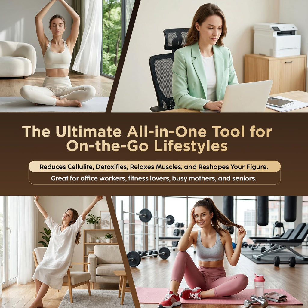 OVGIAP Lymphatic Drainage Massager & Anti-Cellulite Massage Tool, Body Sculpting Device for Legs, Arms & Stomach, Supports Smoother Skin, with Gentle Warming & Vibration - Gold - Maple Wellness Supplements
