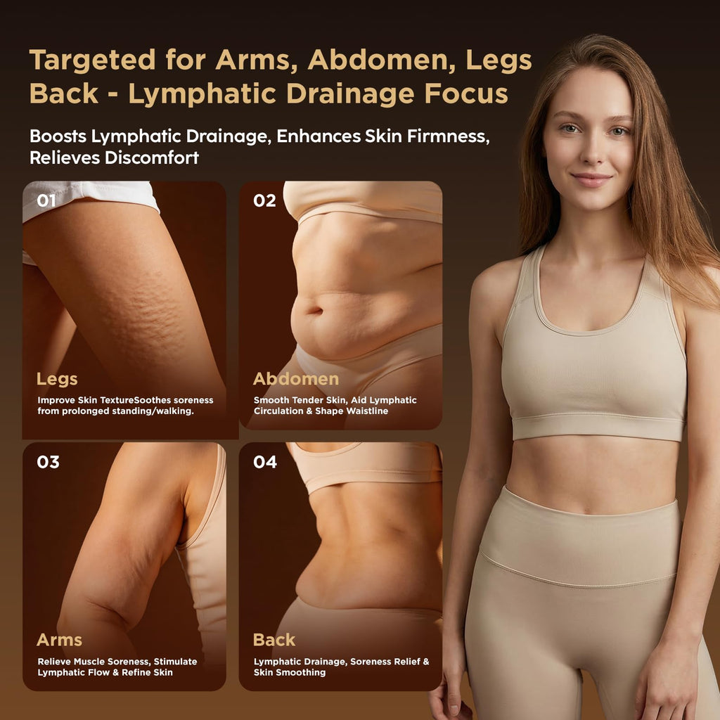 OVGIAP Lymphatic Drainage Massager & Anti-Cellulite Massage Tool, Body Sculpting Device for Legs, Arms & Stomach, Supports Smoother Skin, with Gentle Warming & Vibration - Gold - Maple Wellness Supplements