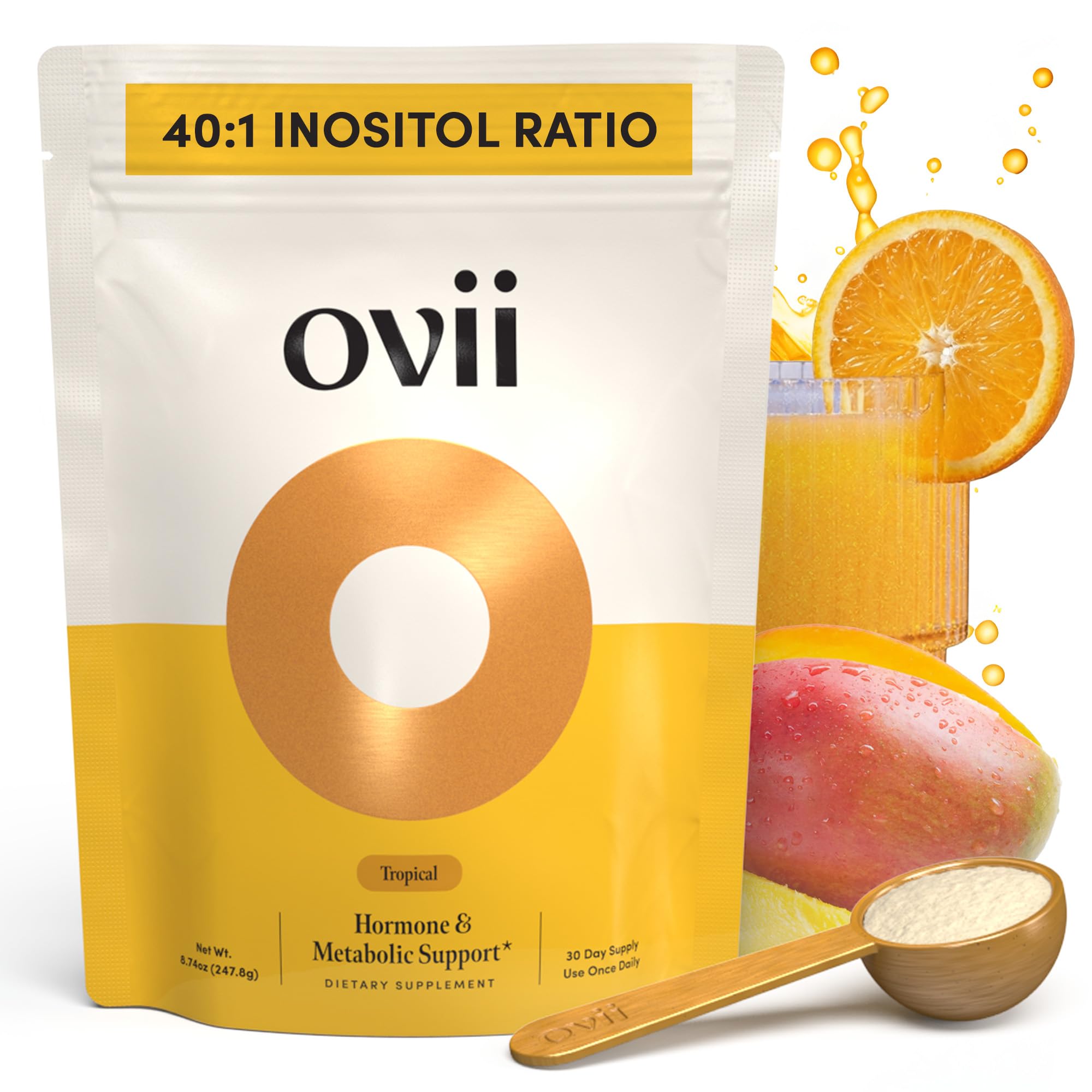 Ovii Metabolic Support for Women – Reducose® White Mulberry with Myo-Inositol & D-Chiro Inositol 40:1 Blend – Hormone Balance, Glucose Support & Appetite Control Supplement – 30 Servings, Tropical - TrustMedUSA