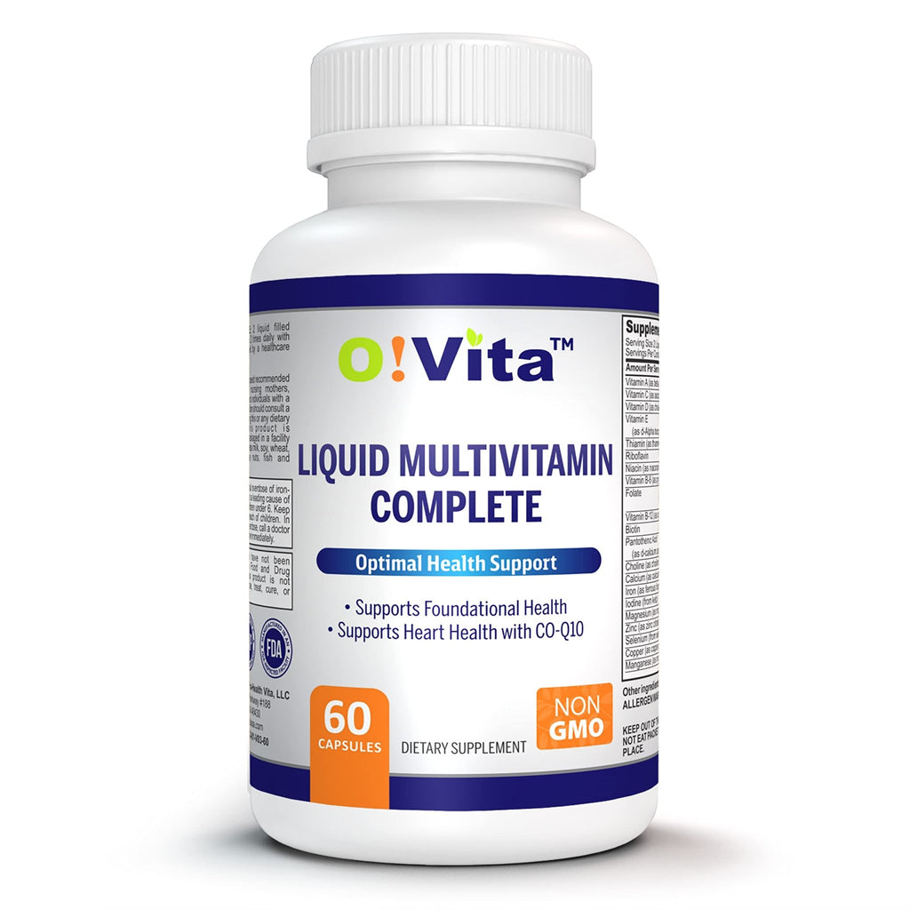 O!VITA Liquid Multivitamin Complete, with a Full Spectrum of Vitamins and Minerals, Plus 42 Fruits and Vegetable Proprietary Blend, Easy Absorption (60 Vegan Liquid Filled Capsules) - TrustMedUSA