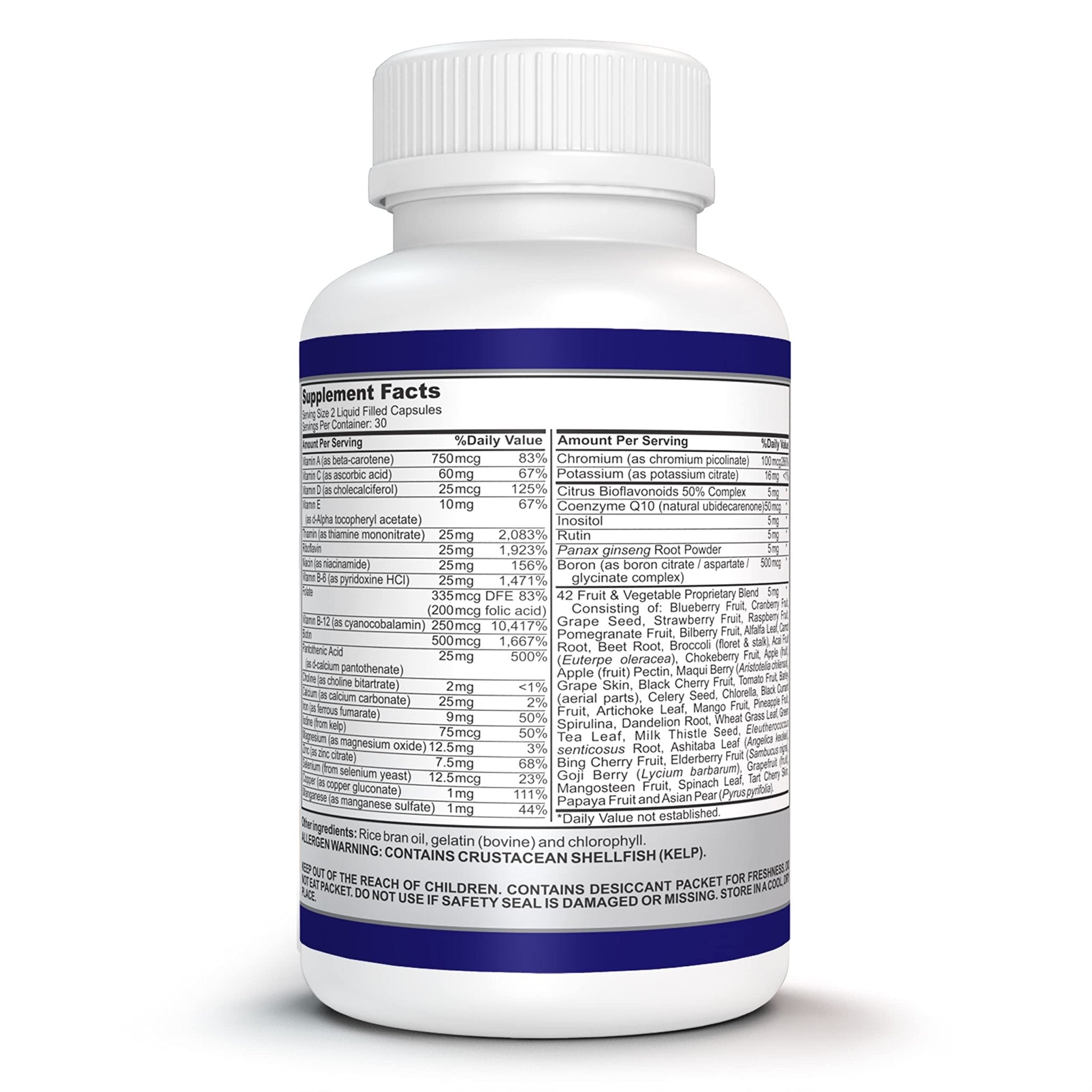 O!VITA Liquid Multivitamin Complete, with a Full Spectrum of Vitamins and Minerals, Plus 42 Fruits and Vegetable Proprietary Blend, Easy Absorption (60 Vegan Liquid Filled Capsules) - TrustMedUSA
