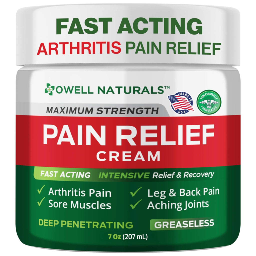 Owell Naturals Deep Penetrating Pain Relief Cream, Maximum Strength Formula for Joints & Muscles, Lower Back, Knees, Hands, Legs, Ankle – Fast Acting Comfort, 7 oz - TrustMedUSA