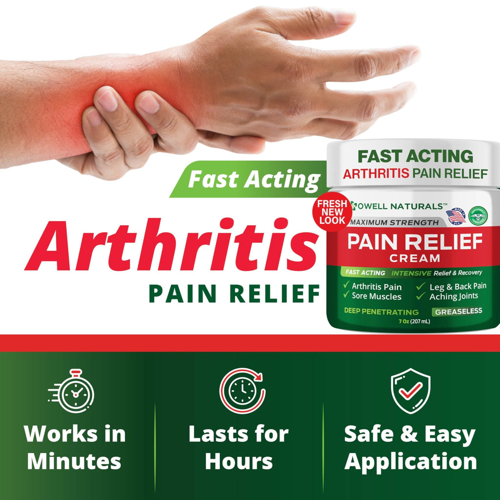 Owell Naturals Deep Penetrating Pain Relief Cream, Maximum Strength Formula for Joints & Muscles, Lower Back, Knees, Hands, Legs, Ankle – Fast Acting Comfort, 7 oz - TrustMedUSA