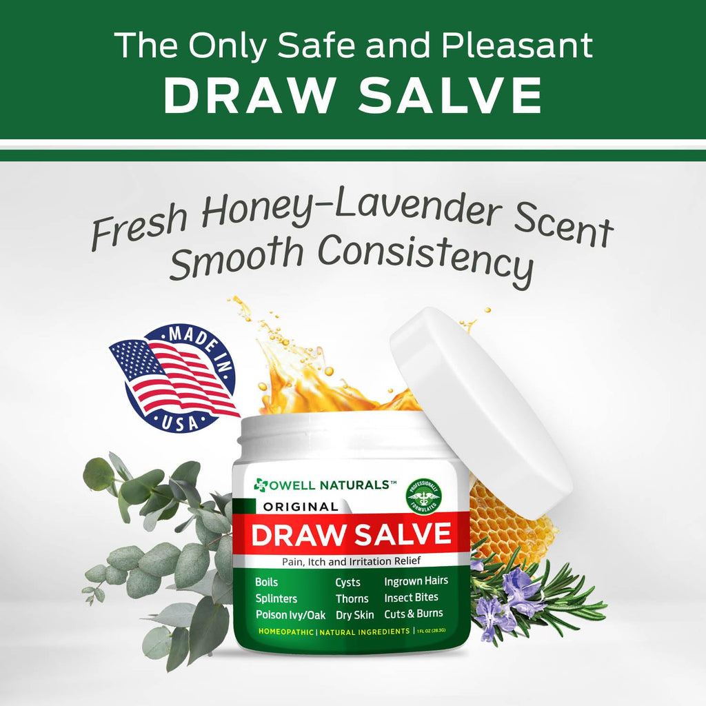 OWELL Naturals Drawing Salve Ointment for Boil & Cyst Removal, Deep Ingrown Hair, Splinter Remover, Bug Spider Bites, Bee Sting, Mosquito Itching, Poison Ivy - Maple Wellness Supplements